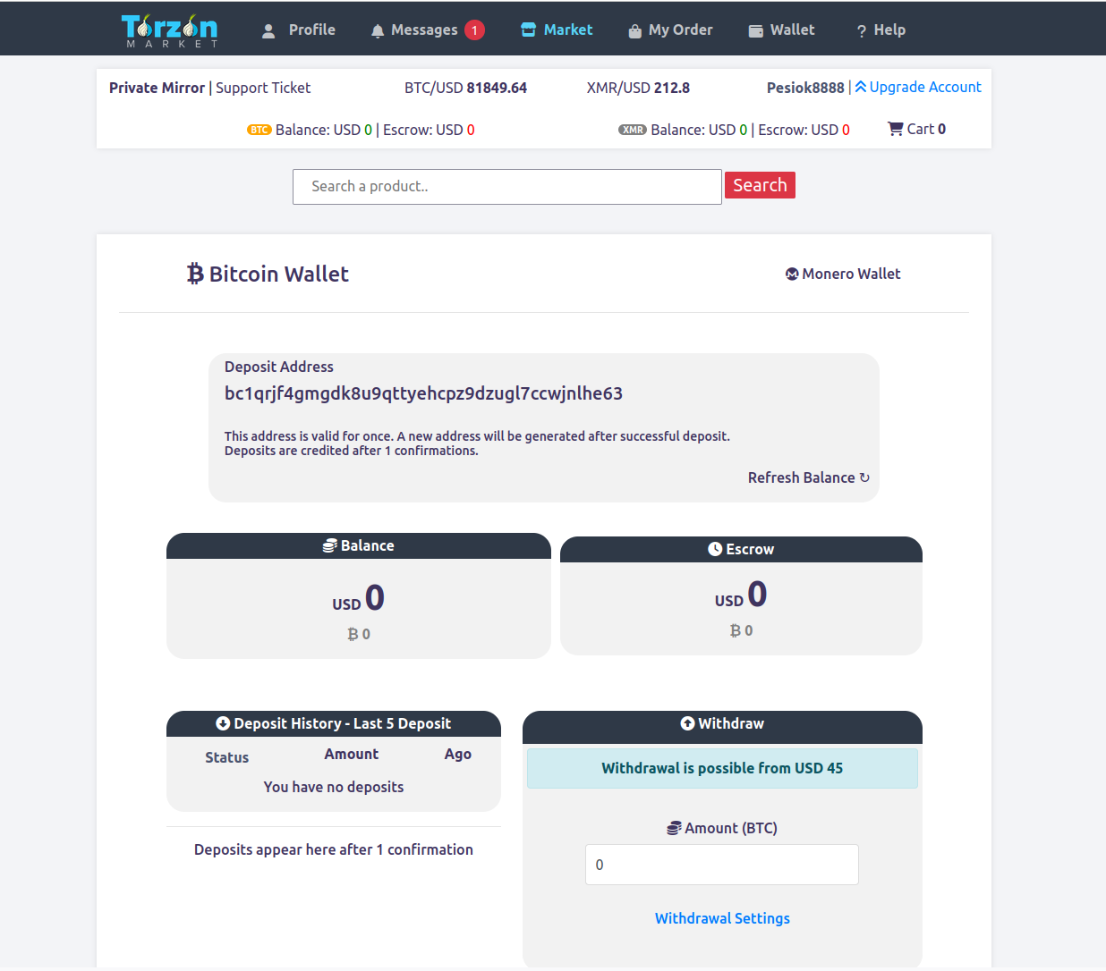 Cryptocurrency wallet interface for Monero and Bitcoin payments
